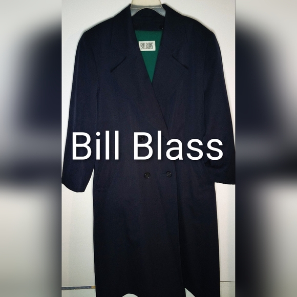 Bill Blass 100% Pure Wool Black With Removable Green Lining Coat - Picture 1 of 9